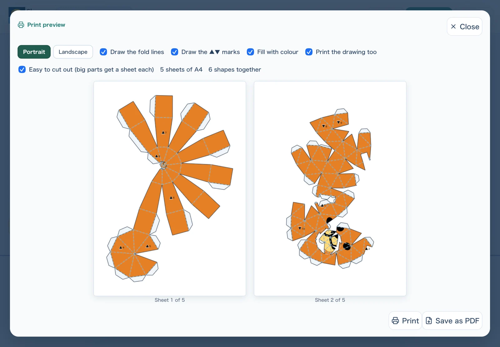 Paper nets for a bear model